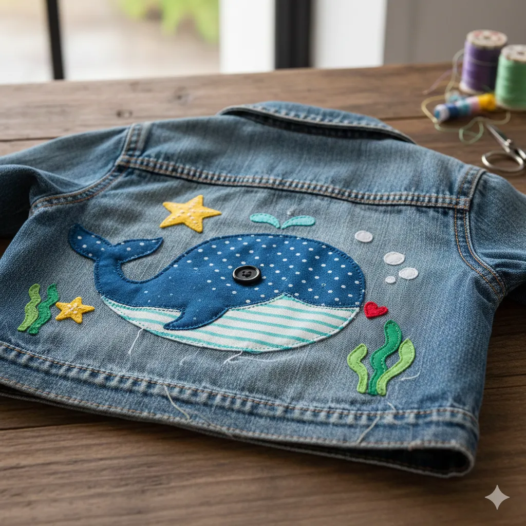 Fabric appliqué on children's clothing
