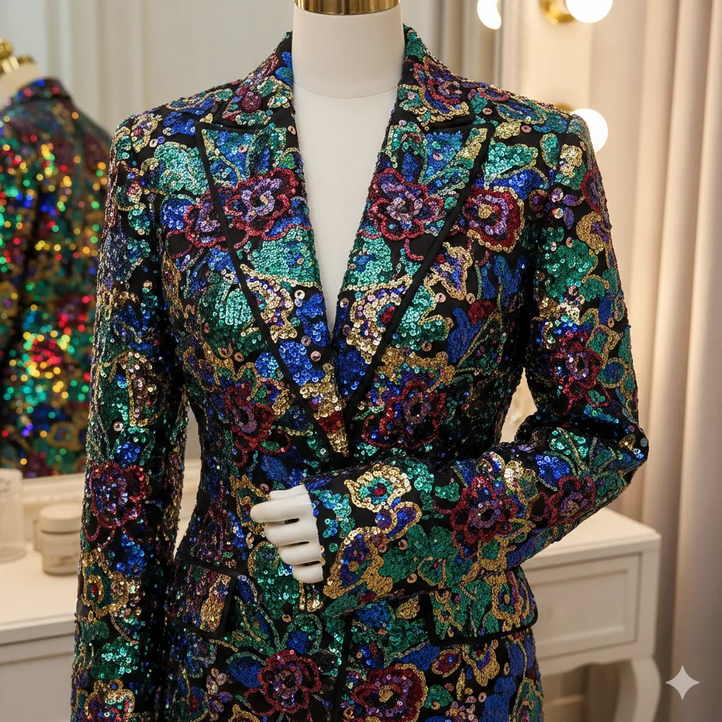 Sequin embellishment on blazer